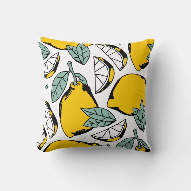 Almofada Seamless pattern of bright hand drawn lemons,halfs (Frente)