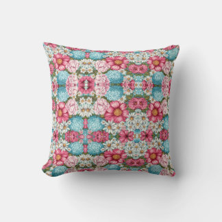 Almofada Seamless pattern of pink, blue, and white hydrang