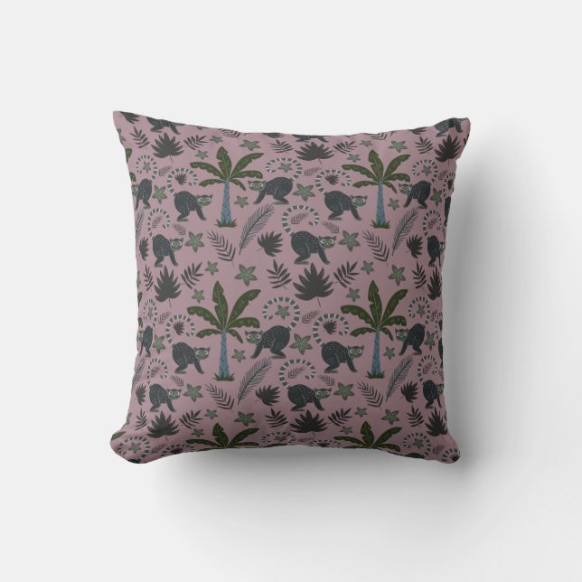 Almofada Seamless pattern Tropical animals monkey jumping (Frente)
