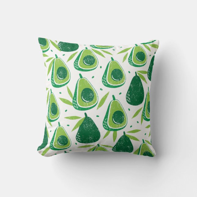 Almofada Seamless pattern with avocados. Stamp textured. vi (Frente)