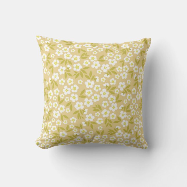 Almofada Seamless vintage pattern abstract. Cute white flow (Frente)
