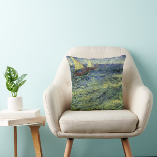 Almofada Seascape em Saintes Maries por Vincent van Gogh
