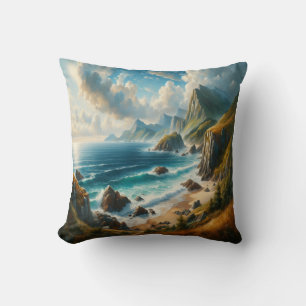Almofada Seascape Paintings Sea Beach com precipício