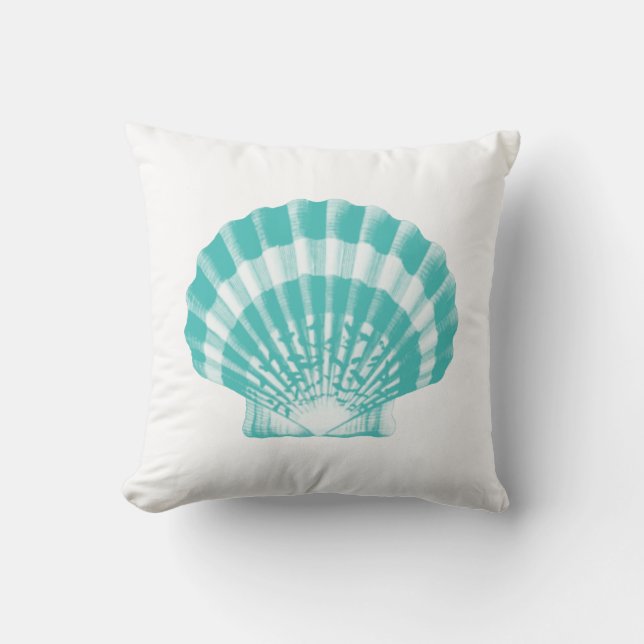 Almofada Seashell - aqua mole e branco (Frente)
