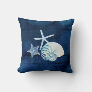 Almofada Seashell Beach House Marinho Coral Nautilus Starfi