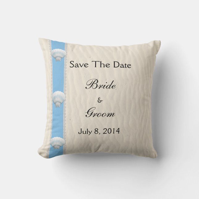 Almofada Seashell Beach Wedding Save The Date (Frente)