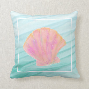 Almofada Seashell cor-de-rosa e Dourado da praia dos