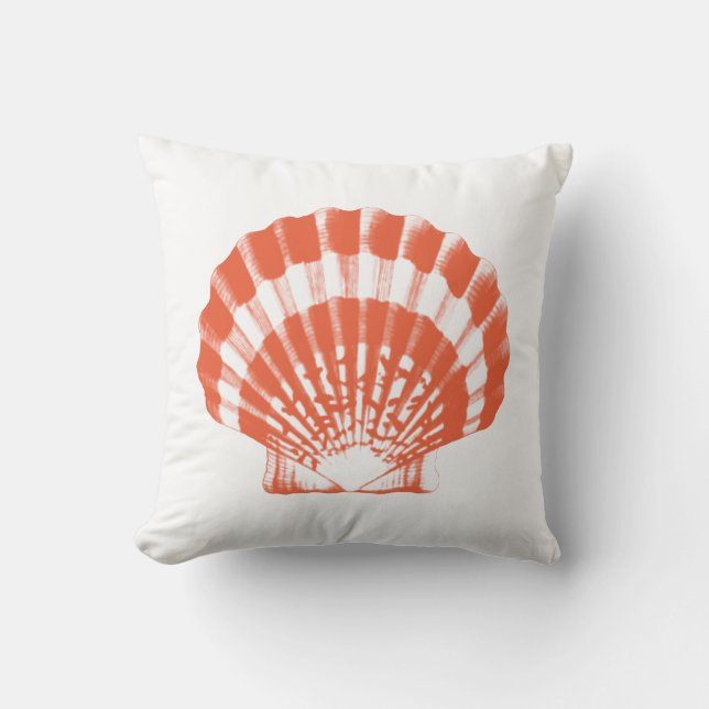Almofada Seashell - laranja e branco de coral (Frente)