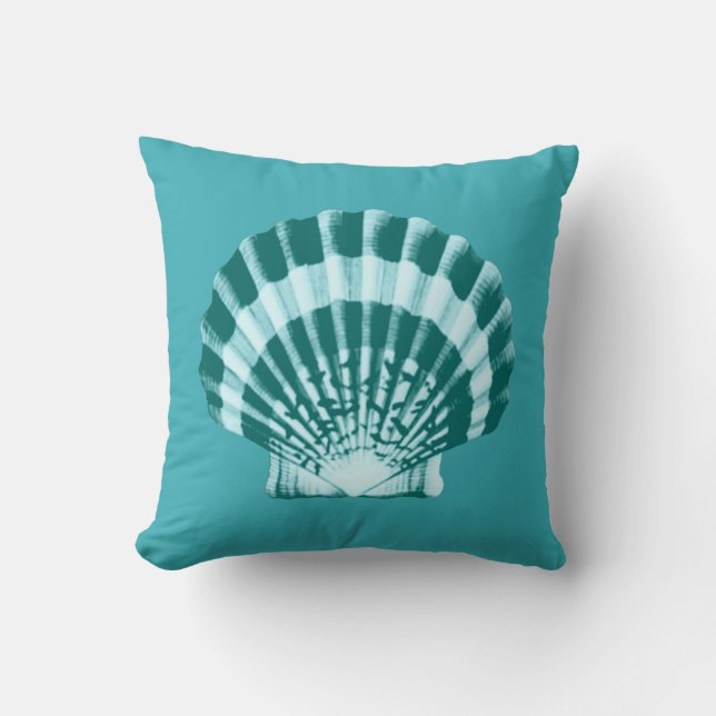 Almofada Seashell - Sombras de azul lacrimogêneo (Frente)