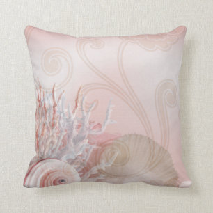 Almofada Seashells & rosa coral da decoração da praia