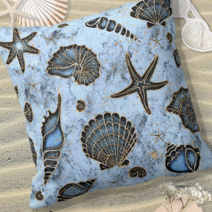 Almofada Seashells Starfish Watercolor Blue ID782