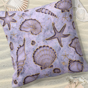 Almofada Seashells Starfish Watercolor Violet ID782