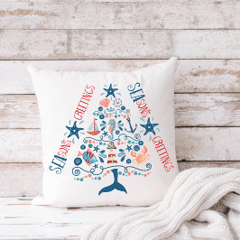 Almofada SEAsons saúda o Natal litoral da árvore náutica