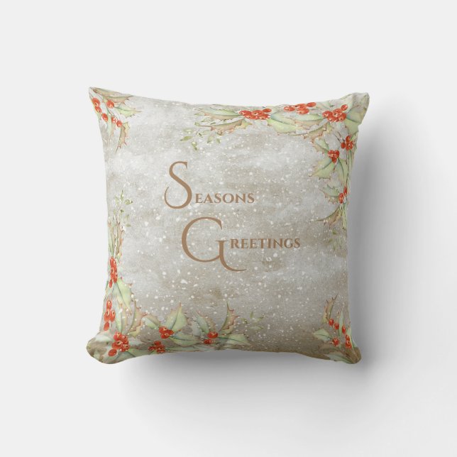 Almofada Seasons saúda tipografia floral Natal (Frente)