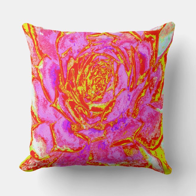 Almofada Sedum Rosette Quente Rosa, Vermelho e Amarelo Sucu (Frente)