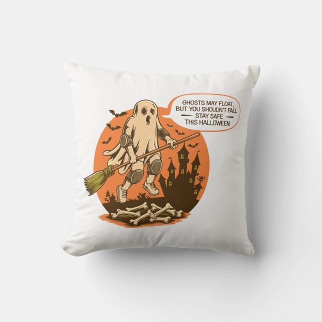Almofada Segurança do Fantasma do Halloween - Mantenha-se s (Frente)