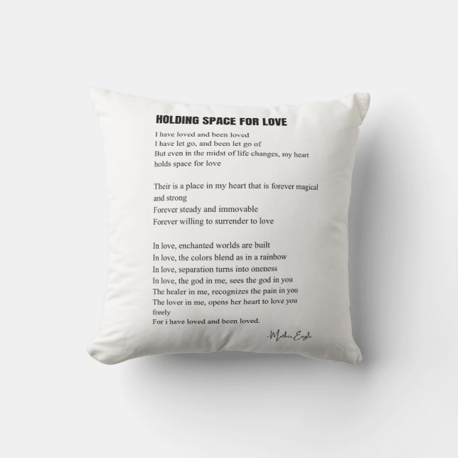 Almofada Segurando Espaço para poema de amor (Frente)