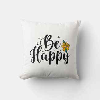 Almofada Seja feliz Travesseiro decorativo