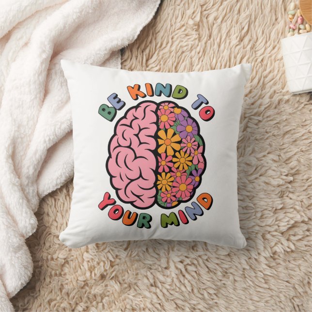 Almofada Seja Gentil Com a Sua Mente, Citação Floral do Cér (Cobertor)