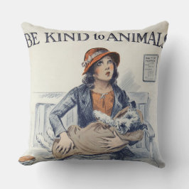 Almofada Seja Gentil com os Animais - Cartaz Antigo