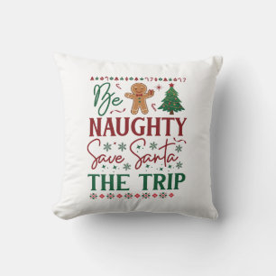 Almofada Seja Travesso Salve Viagem de Papai Noel Biscoito