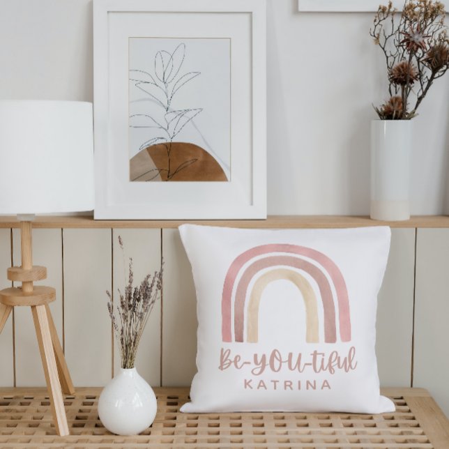 Almofada Seja-Você-Belo Travesseiro decorativo Arco-Íris (Criador carregado)