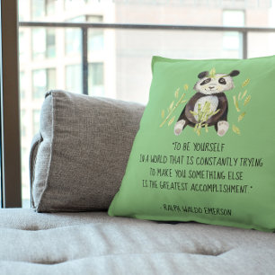 Almofada Seja você mesmo Emerson Citação com Boho Panda