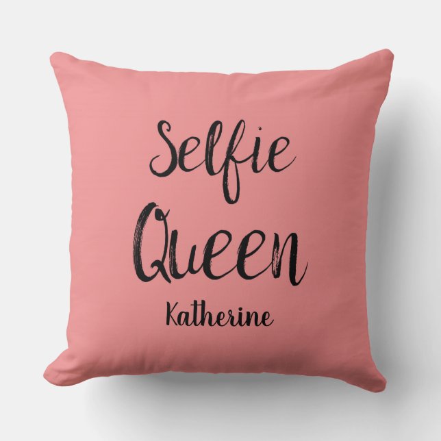 Almofada Selfie Queen Name Personalised Coral Orange (Frente)