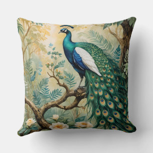 Almofada Selva Floral de Teal de Ouro Peacock