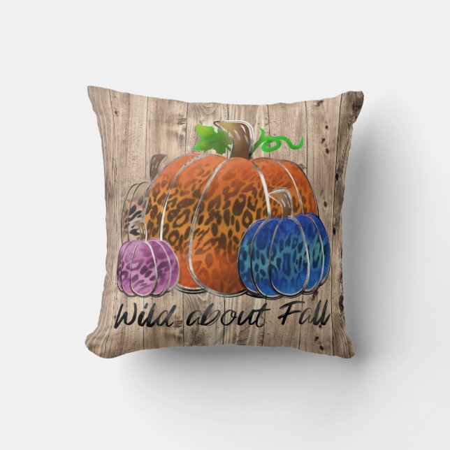 Almofada Selvagem Sobre Pumpkins de Impressão Leopardo Qued (Frente)