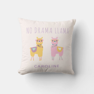 Almofada Sem Drama Llama Cute Pink Purple Personalizado