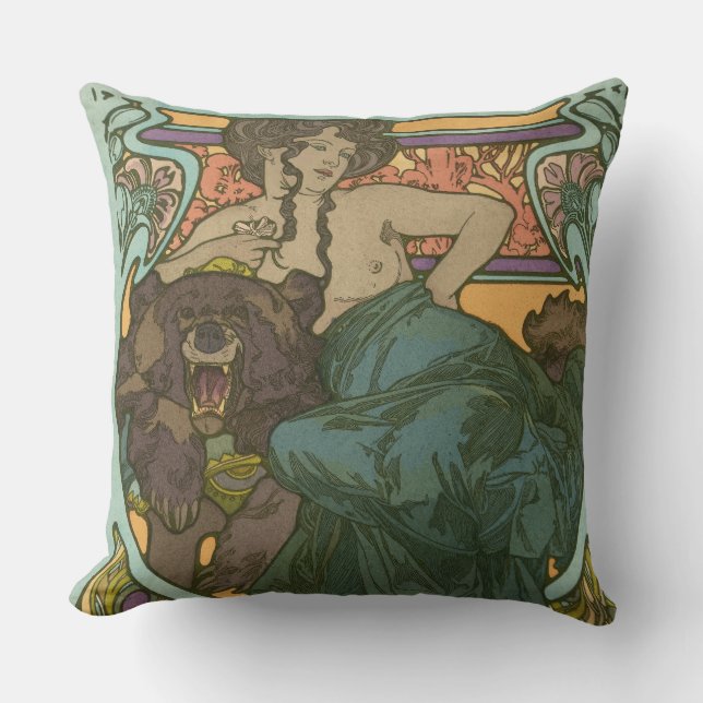 Almofada Sem título por Alphonse Mucha (1902) (Frente)