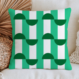 Almofada Semi Círculos em Listras Verdes Estilo Moderno de 