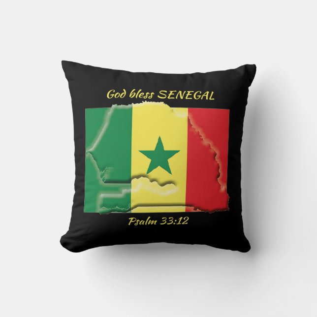 Almofada SENEGAL FLAG MP Patriótico - Escritura NEGRA Perso (Frente)