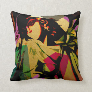 Almofada Senhora do art deco, travesseiro decorativo 16" x
