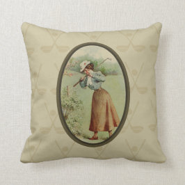 Almofada Senhora Golfing Arte do vintage