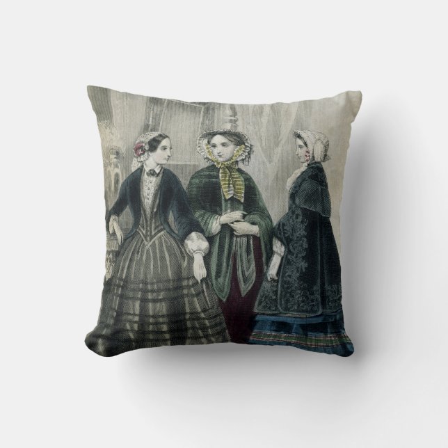 Almofada Senhoras Vintage, vitoriana moça-moda (Frente)