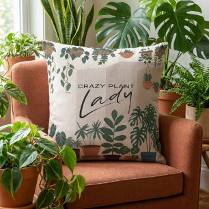 Almofada Senhorita Louca por Plantas Casa Moderna Aquarela