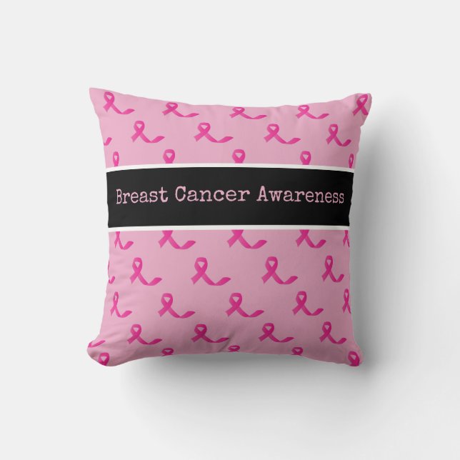 Almofada Sensibilização do Cancer da Mama com Fita Rosa (Frente)