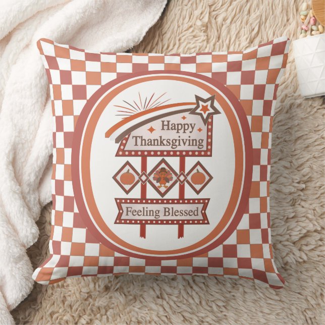 Almofada Sente-se Agradecido Ação de Graças Sinal Retro (Cobertor)