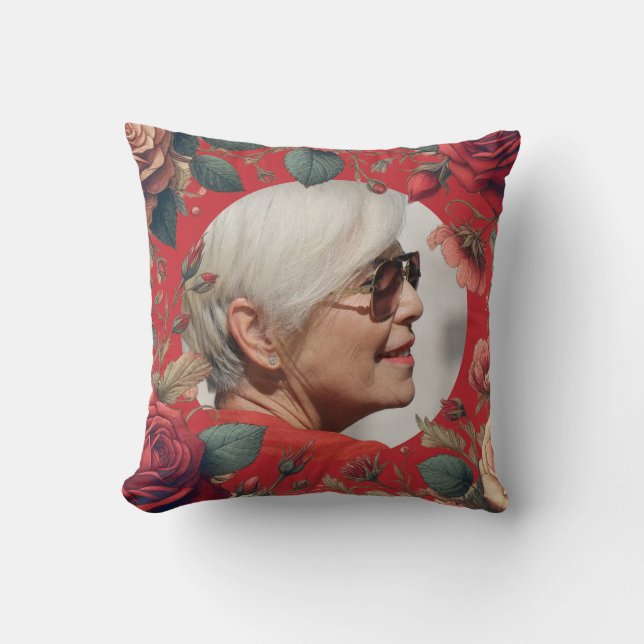 Almofada Sentimental de Keepsasaem Memorial do Rosa vermelh (Frente)