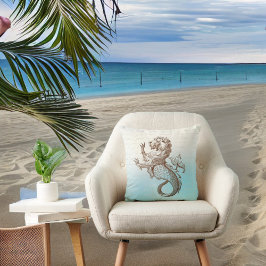 Almofada Sepia Merlion em Azul com Escrita Manual