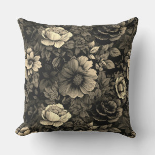 Almofada Sepia Tone Vintage Impressão Floral