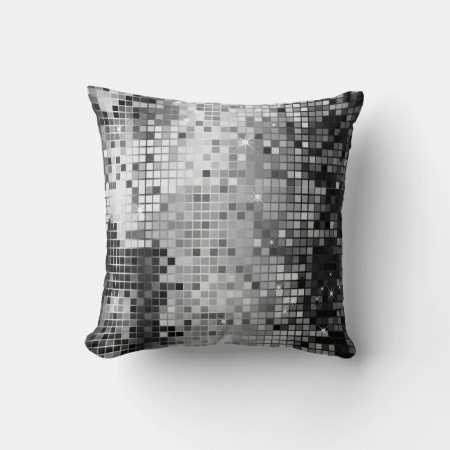 Almofada Sequências de Prata Metálicas Glitter Abstrato Pix (Frente)