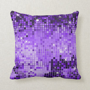 Almofada Sequências Metálicas Roxas Abstrato Pixel Arte