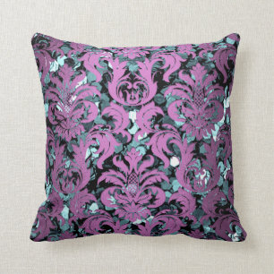 Almofada Sequin aquático do roxo da violeta de damasco da