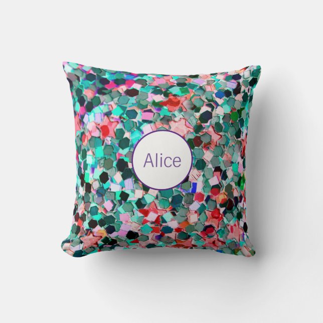 Almofada Sequin conhecido feito sob encomenda personalizado (Frente)