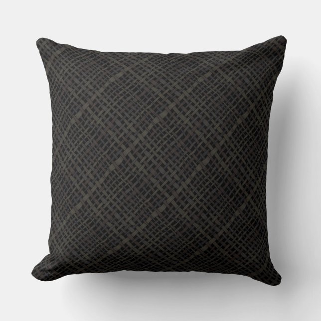 Almofada Serapilheira tecida diagonal preta gráfica (Frente)