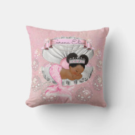 Almofada Sereia Bebê Afro-Americana Pérola Rosa Concha