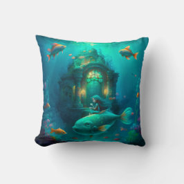 Almofada Sereia nadando com um travesseiro decorativo fofo